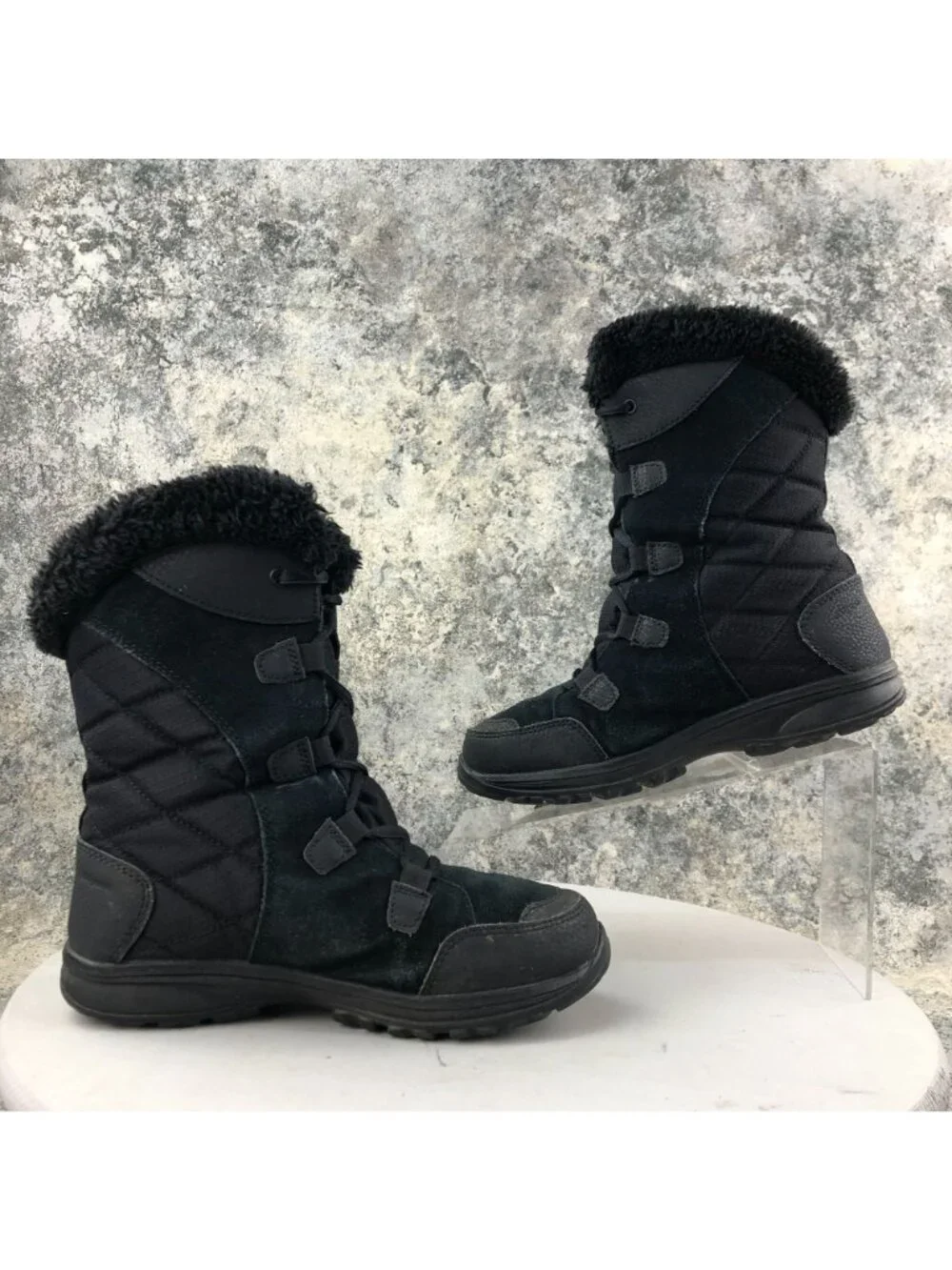 Columbia Women's Size 6.5 Ice Maiden II Black Quilted Waterproof Winter Boots